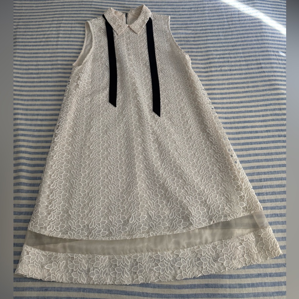 Alice + Olivia lace overlay shift dress, White, sz M